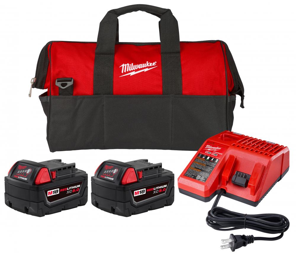 M18™ REDLITHIUM™ XC 5.0Ah Battery (2 Piece) and Charger Starter Kit<span class=' ItemWarning' style='display:block;'>Item is usually in stock, but we&#39;ll be in touch if there&#39;s a problem<br /></span>