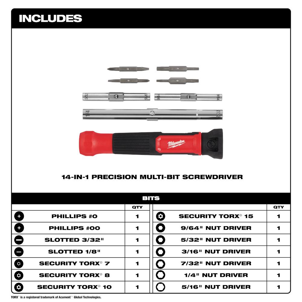 14-in-1 Precision Multi-Bit Screwdriver<span class=' ItemWarning' style='display:block;'>Item is usually in stock, but we&#39;ll be in touch if there&#39;s a problem<br /></span>