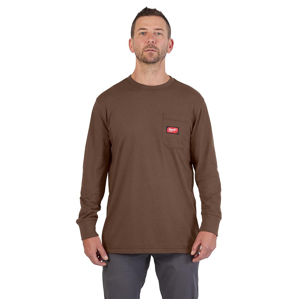 GRIDIRON™ Pocket T-Shirt - Long Sleeve Brown 2X<span class=' ItemWarning' style='display:block;'>Item is usually in stock, but we&#39;ll be in touch if there&#39;s a problem<br /></span>