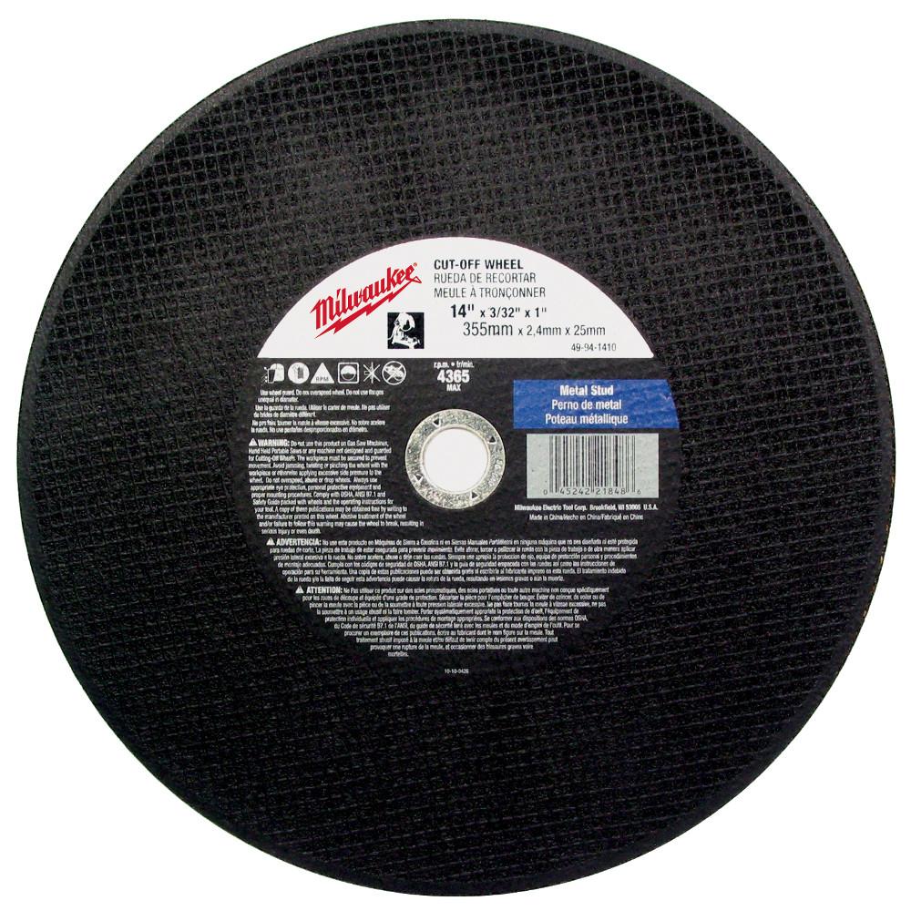 14 in. x 3/32 in. x 1 in. Cut-Off Wheel (Type 1)<span class=' ItemWarning' style='display:block;'>Item is usually in stock, but we&#39;ll be in touch if there&#39;s a problem<br /></span>