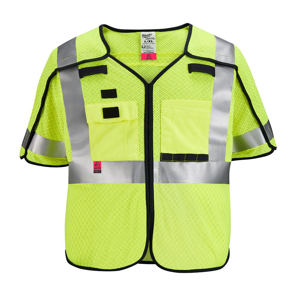 AR/FR Cat. 1 Class 3 Breakaway High Visibility Yellow Mesh Safety Vest - L/XL (ANSI/CSA)<span class=' ItemWarning' style='display:block;'>Item is usually in stock, but we&#39;ll be in touch if there&#39;s a problem<br /></span>