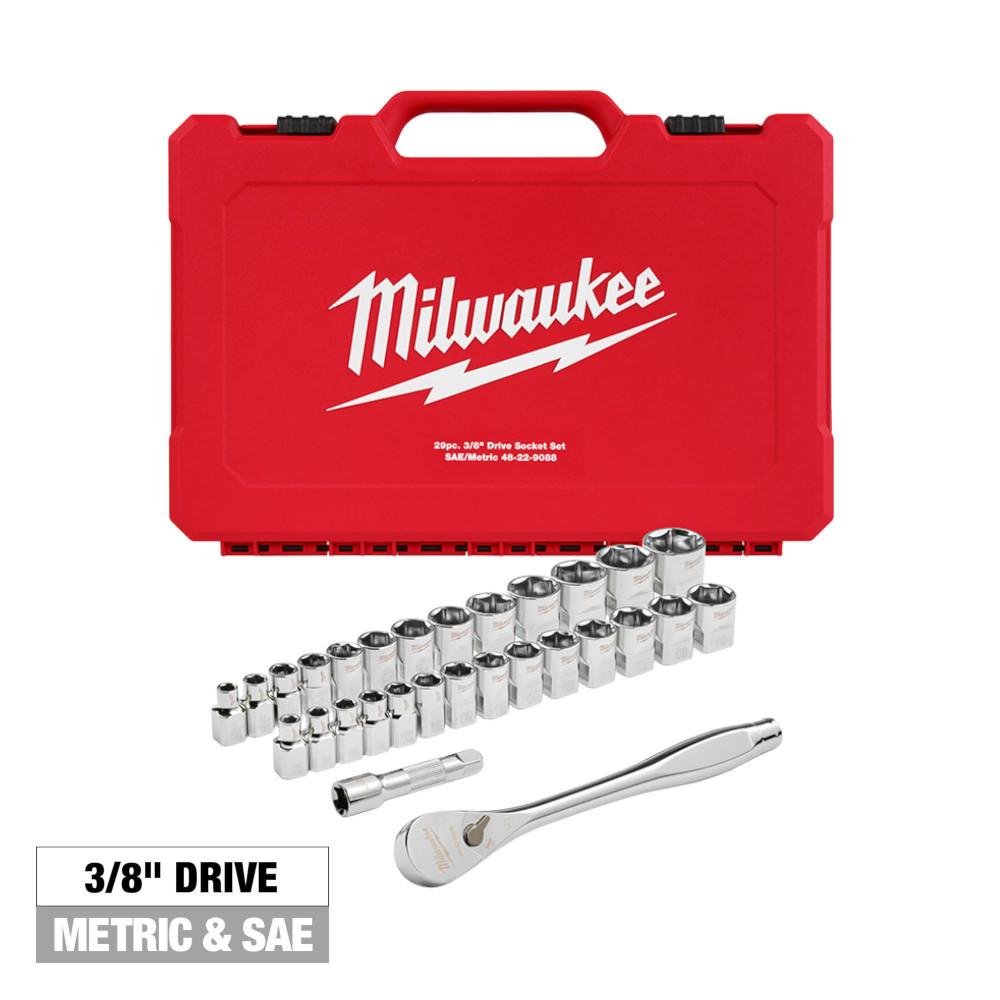 29pc 3/8&#34; Drive Metric & SAE Ratchet and Socket Set with FOUR FLAT™ SIDES<span class=' ItemWarning' style='display:block;'>Item is usually in stock, but we&#39;ll be in touch if there&#39;s a problem<br /></span>