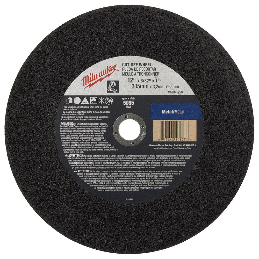 12 in. x 3/32 in. x 1 in. Cut-Off Wheel (Type 1)<span class=' ItemWarning' style='display:block;'>Item is usually in stock, but we&#39;ll be in touch if there&#39;s a problem<br /></span>