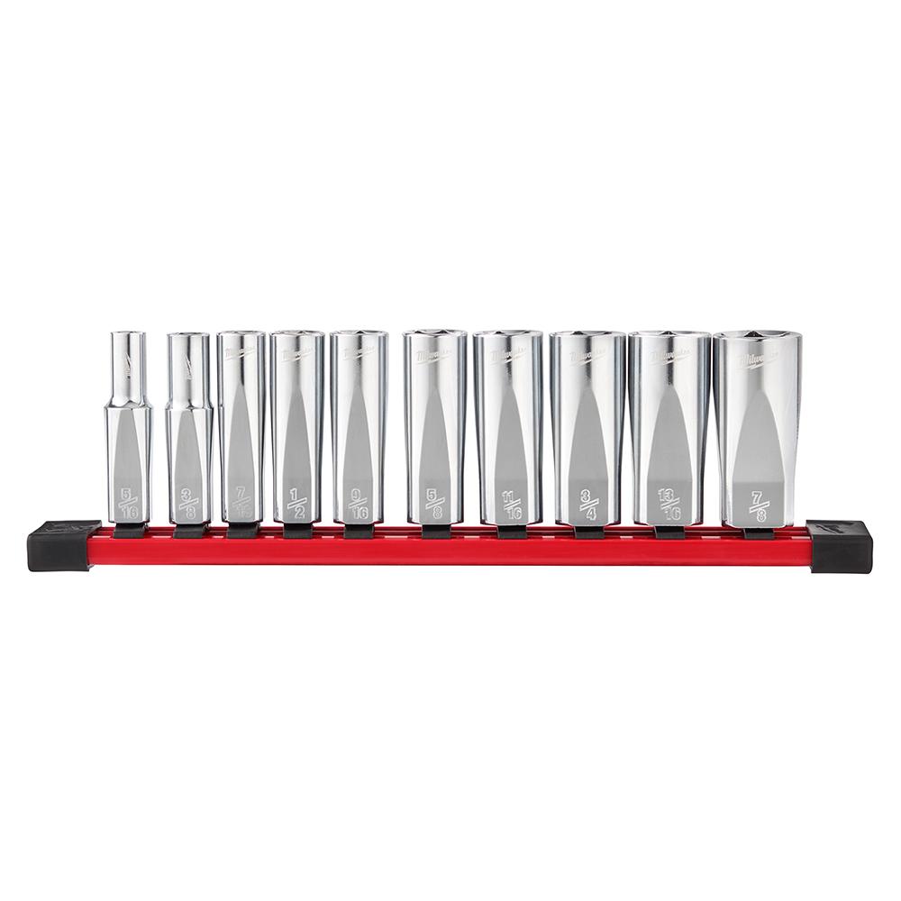 10pc 3/8 in. SAE Deep Well Sockets with FOUR FLAT™ Sides<span class=' ItemWarning' style='display:block;'>Item is usually in stock, but we&#39;ll be in touch if there&#39;s a problem<br /></span>