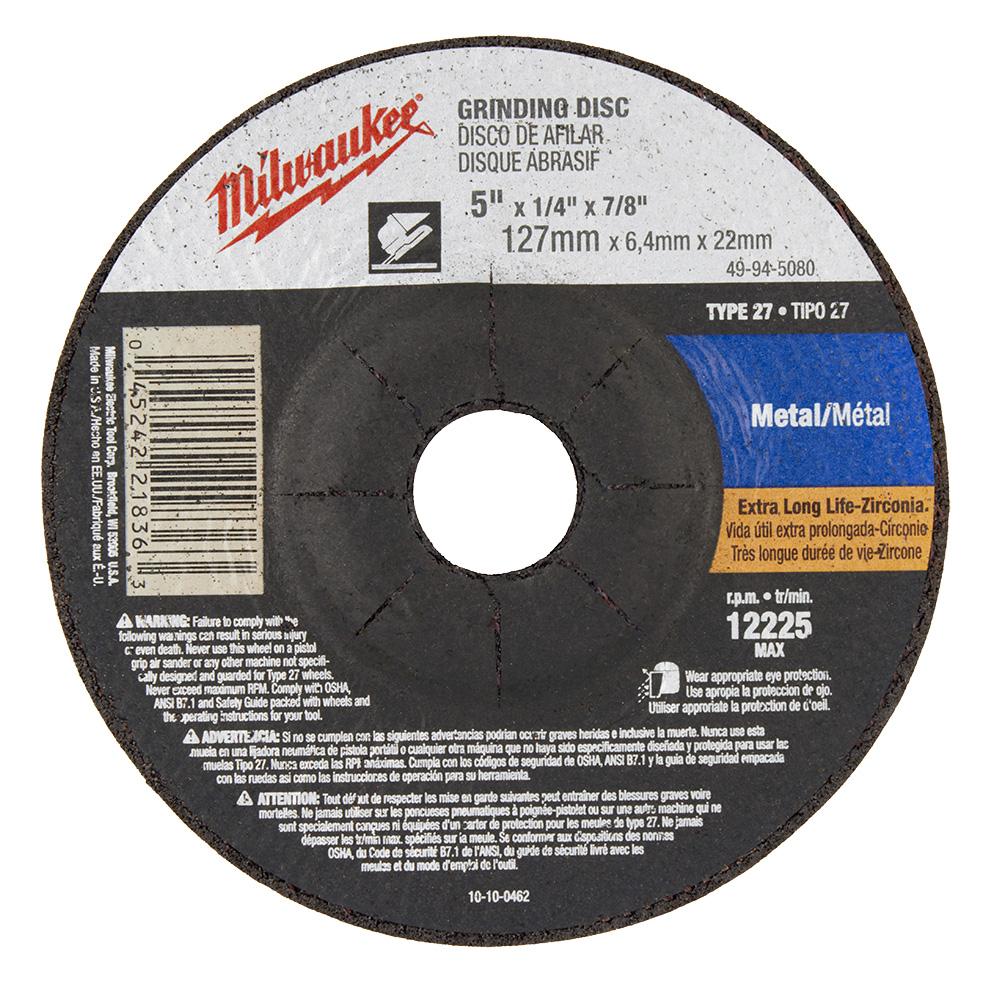 4-1/2 in. x 1/4 in. x 7/8 in. Grinding Wheel (Type 27)<span class=' ItemWarning' style='display:block;'>Item is usually in stock, but we&#39;ll be in touch if there&#39;s a problem<br /></span>