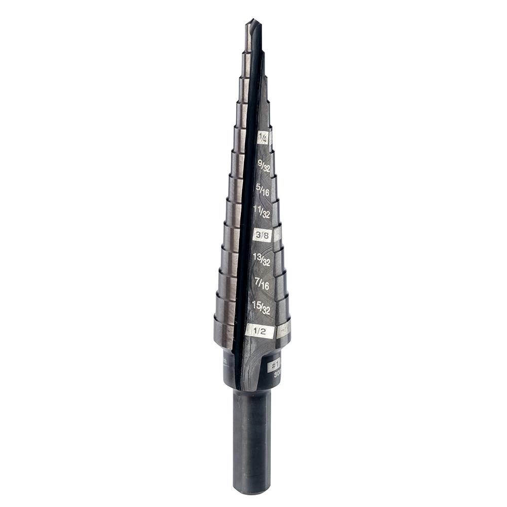 #1 Step Drill Bit, 1/8 in. - 1/2 in. x 1/32 in.<span class=' ItemWarning' style='display:block;'>Item is usually in stock, but we&#39;ll be in touch if there&#39;s a problem<br /></span>