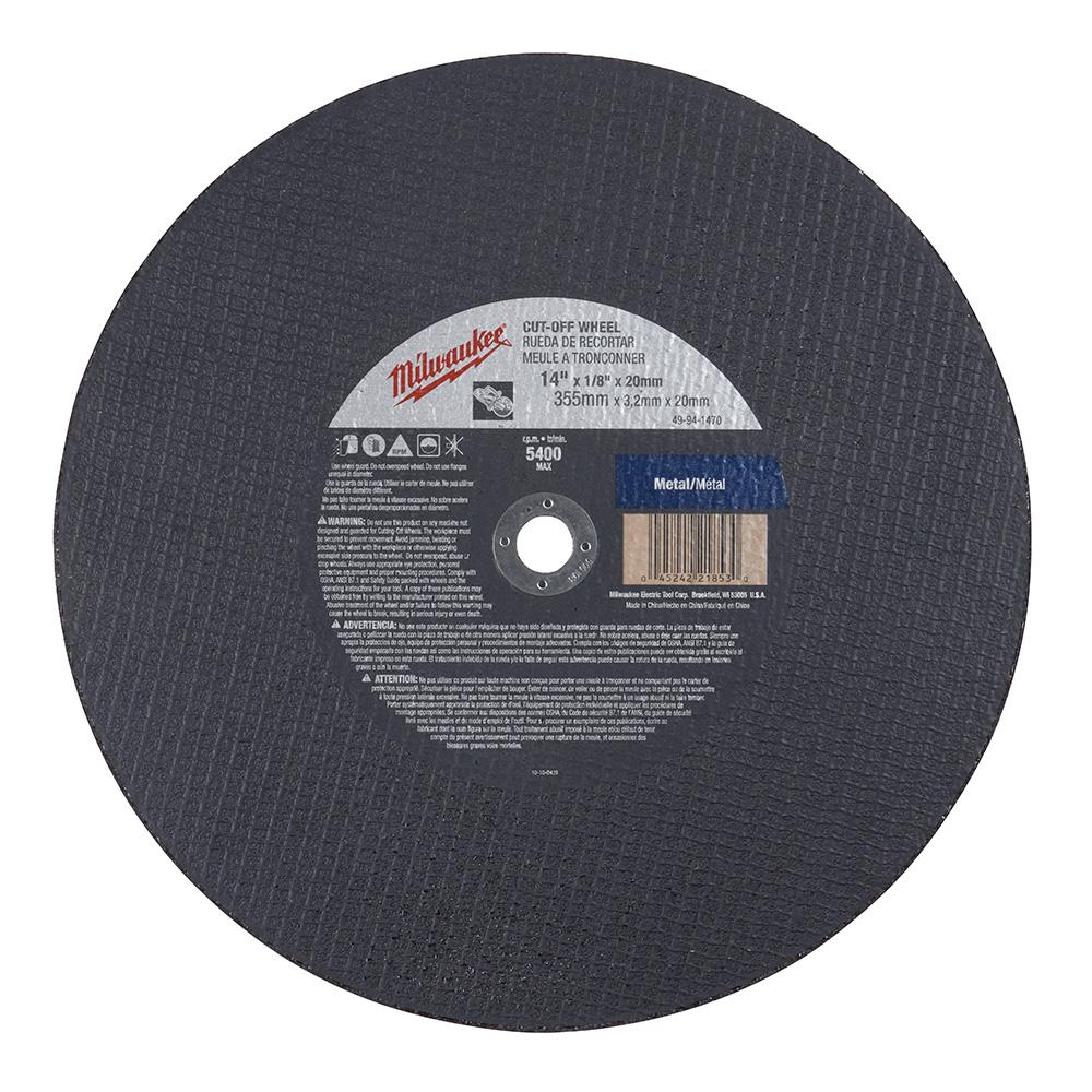 14 in. x 1/8 in. x 1 in. Cut-Off Wheel (Type 1)<span class=' ItemWarning' style='display:block;'>Item is usually in stock, but we&#39;ll be in touch if there&#39;s a problem<br /></span>