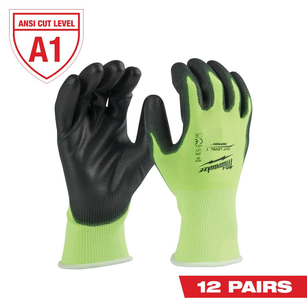 12 Pair High Visibility Cut Level 1 Polyurethane Dipped Gloves - L<span class=' ItemWarning' style='display:block;'>Item is usually in stock, but we&#39;ll be in touch if there&#39;s a problem<br /></span>