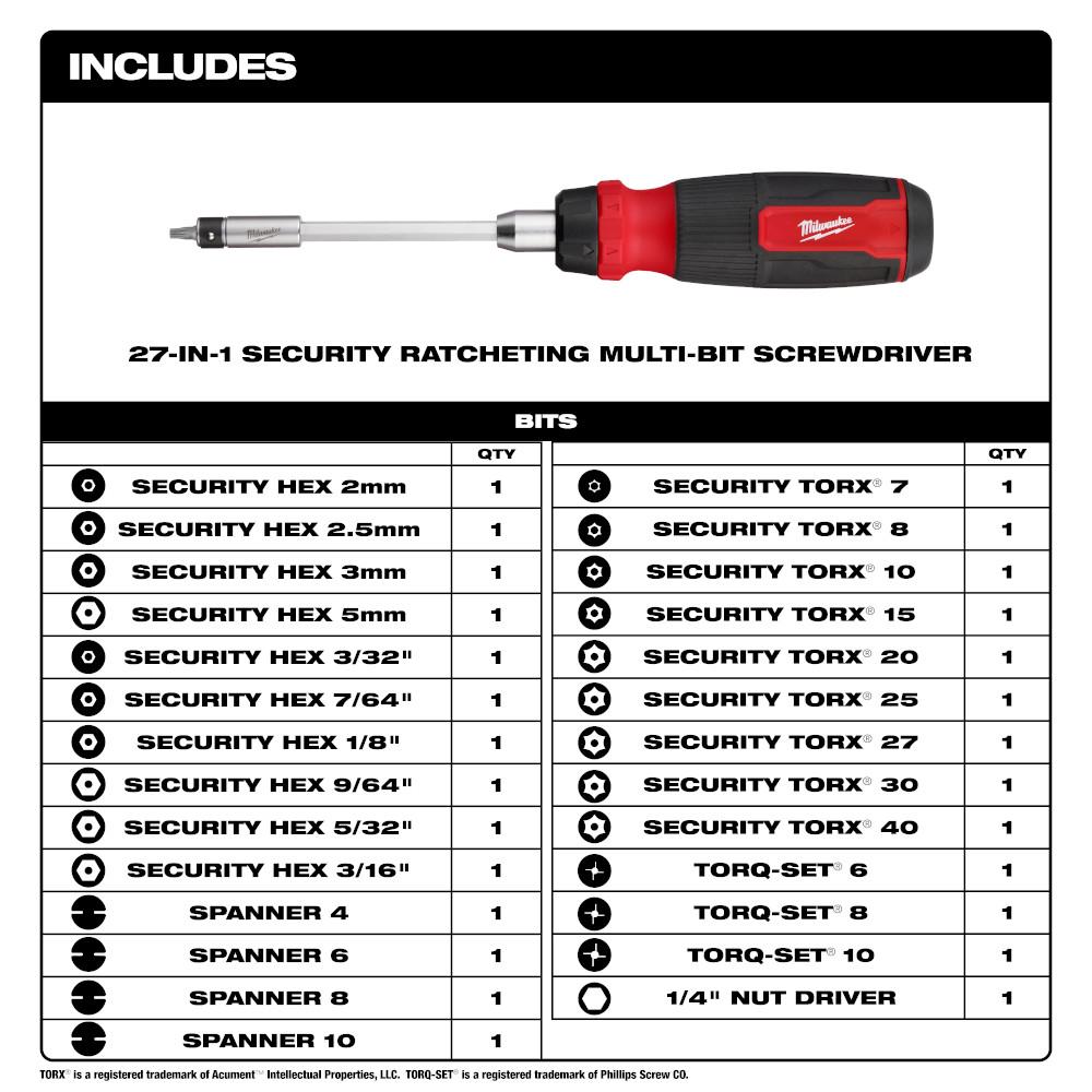 27-in-1 Ratcheting Security Multi-Bit Screwdriver<span class=' ItemWarning' style='display:block;'>Item is usually in stock, but we&#39;ll be in touch if there&#39;s a problem<br /></span>