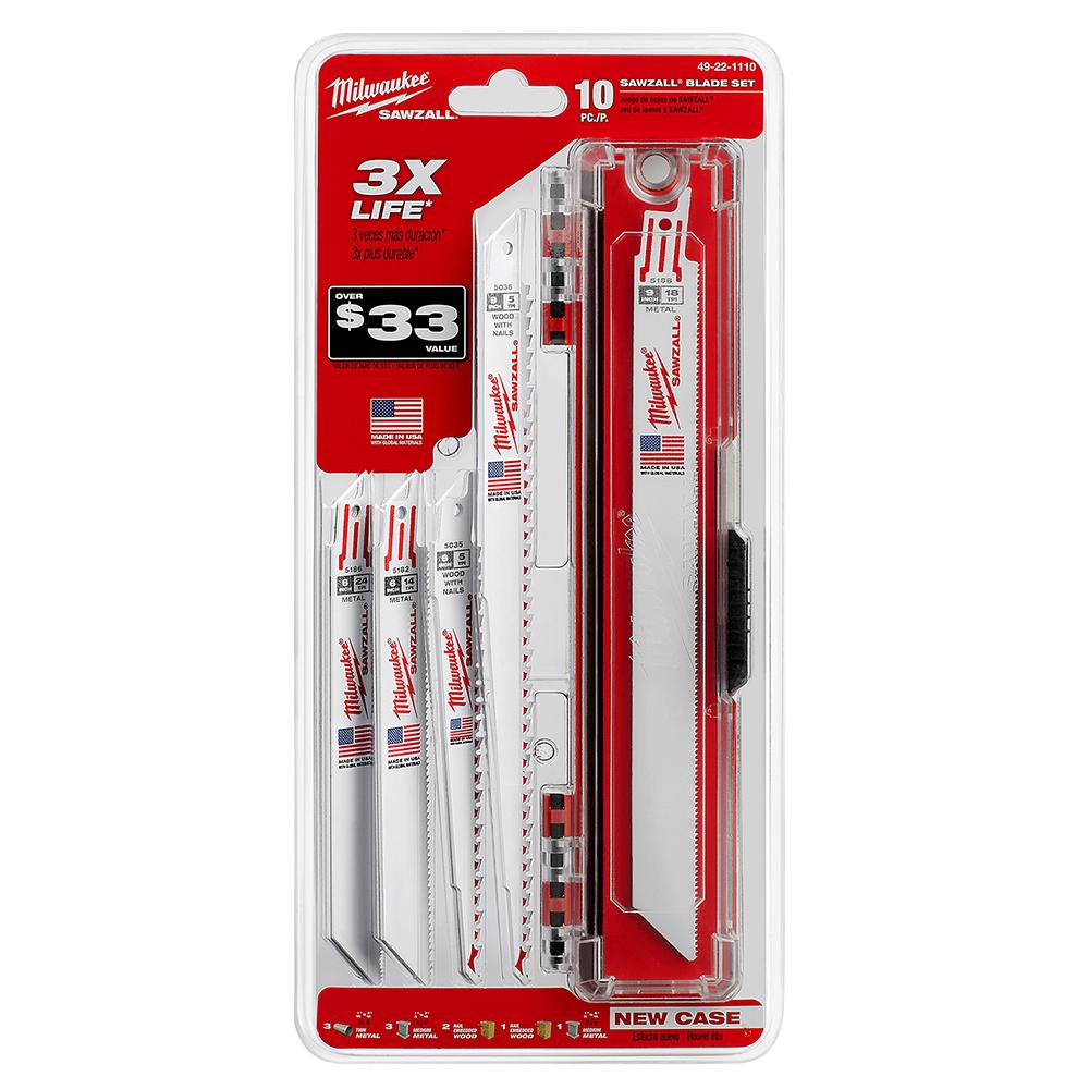 10 Pc SAWZALL Blade Set<span class=' ItemWarning' style='display:block;'>Item is usually in stock, but we&#39;ll be in touch if there&#39;s a problem<br /></span>