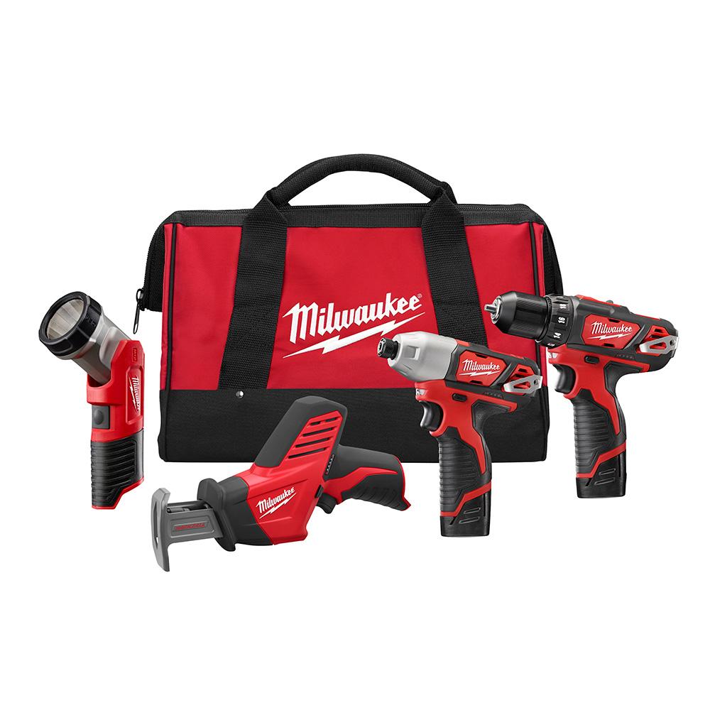 M12™ Cordless Lithium-Ion 4 Tool Combo Kit<span class=' ItemWarning' style='display:block;'>Item is usually in stock, but we&#39;ll be in touch if there&#39;s a problem<br /></span>