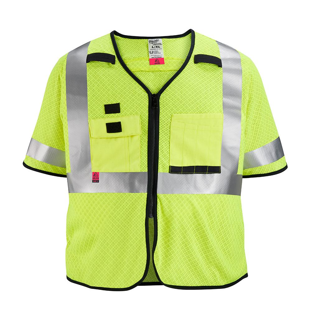 AR/FR Cat. 1 Class 3 High Visibility Yellow Mesh Safety Vest - 4XL/5XL<span class=' ItemWarning' style='display:block;'>Item is usually in stock, but we&#39;ll be in touch if there&#39;s a problem<br /></span>