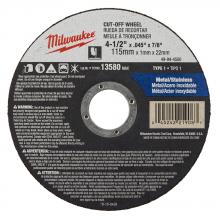 Milwaukee 49-94-4500 - 4-1/2 in. x .045 in. x 7/8 in. Cut-Off Wheel (Type 1)