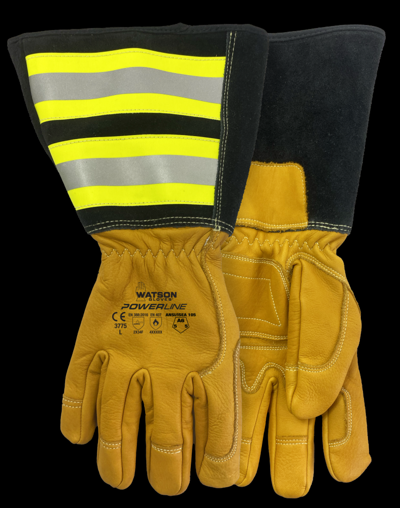 POWERLINE A6 FULLGRAIN COW REFLECTIVE GAUNTLET UTILITY - X<span class=' ItemWarning' style='display:block;'>Item is usually in stock, but we&#39;ll be in touch if there&#39;s a problem<br /></span>