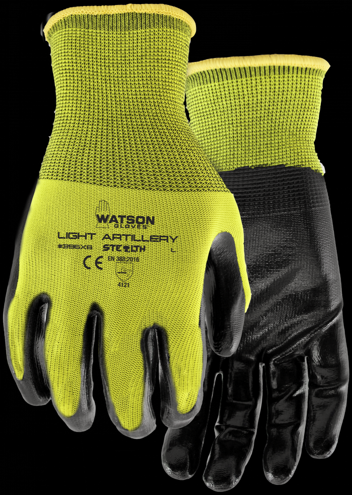 STEALTH LIGHT ARTILLERY NITRILE HI VIS POLYESTER 6 PACK COATED - X<span class=' ItemWarning' style='display:block;'>Item is usually in stock, but we&#39;ll be in touch if there&#39;s a problem<br /></span>