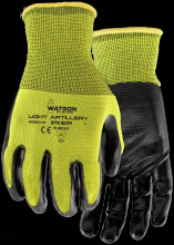 Watson Gloves 396X6-L - STEALTH LIGHT ARTILLERY NITRILE HI VIS POLYESTER 6 PACK COATED - L