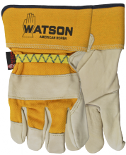 Watson Gloves 4021 - AMERICAN ROPER PREMIUM FULLGRAIN COW COTTON BACK COMBO - L