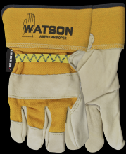 Watson Gloves 4021SP - AMERICAN ROPER CUT A4 PREMIUM FULLGRAIN COW COTTON BACK COMBO - L