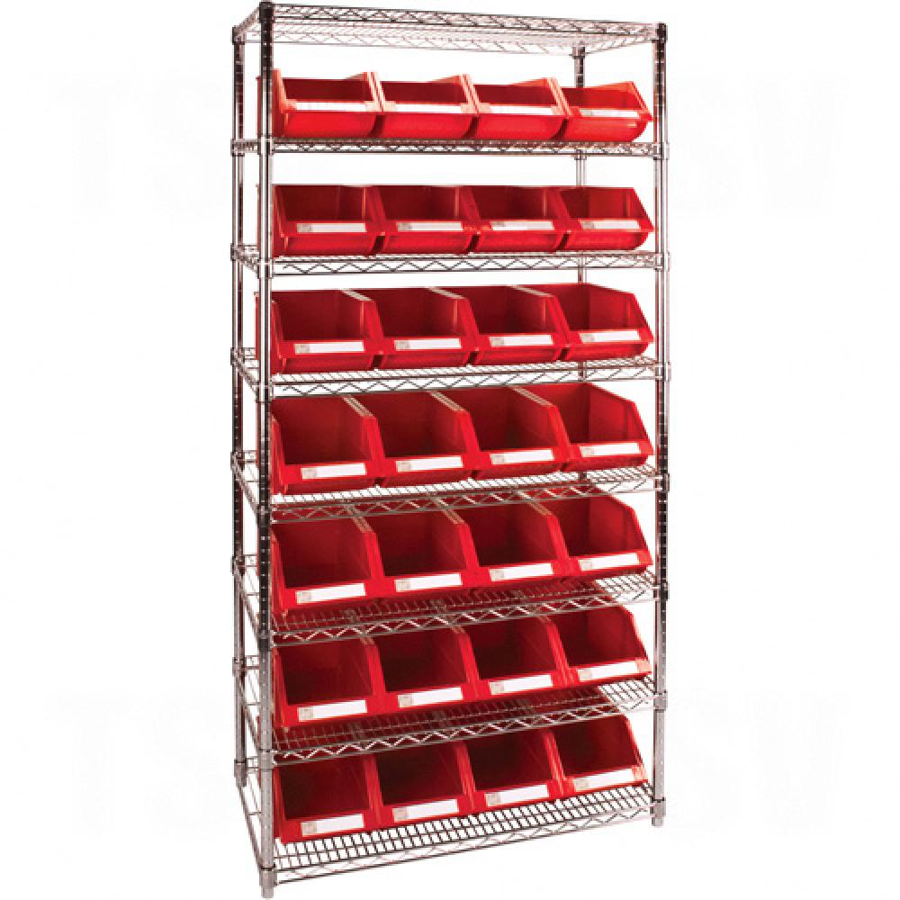 Heavy-Duty Wire Shelving Units with Storage Bins<span class=' ItemWarning' style='display:block;'>Item is usually in stock, but we&#39;ll be in touch if there&#39;s a problem<br /></span>