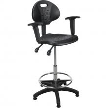 Kleton OR333 - ERGO STOOL, BLK, W/ARMS,ADJ 23"-32",CAP 250 LBS