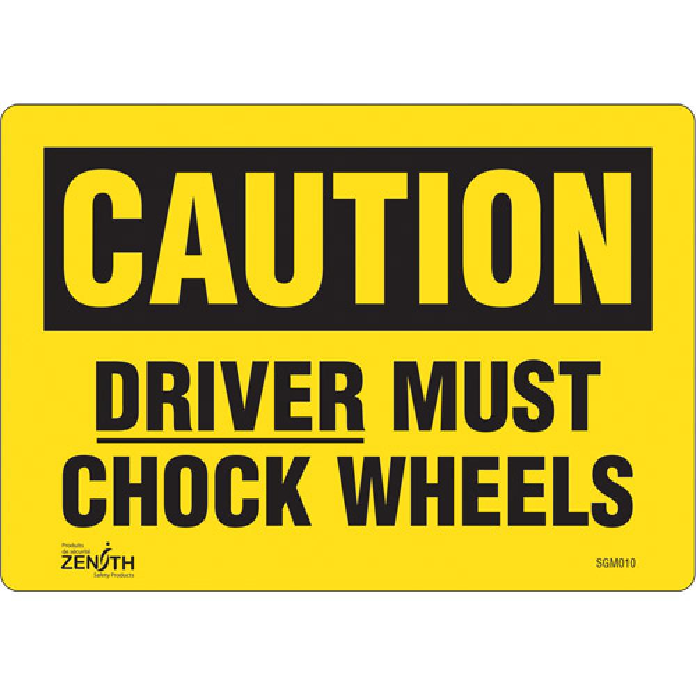 &#34;Driver Must Chock Wheels&#34; Sign<span class=' ItemWarning' style='display:block;'>Item is usually in stock, but we&#39;ll be in touch if there&#39;s a problem<br /></span>