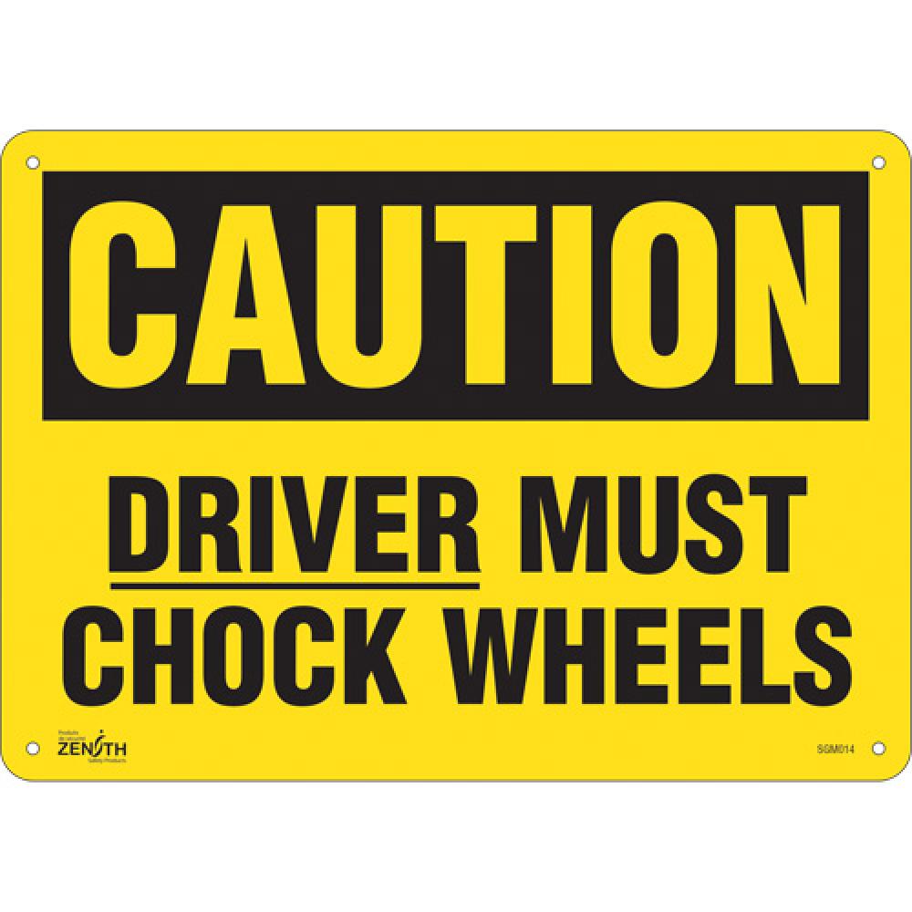 &#34;Driver Must Chock Wheels&#34; Sign<span class=' ItemWarning' style='display:block;'>Item is usually in stock, but we&#39;ll be in touch if there&#39;s a problem<br /></span>