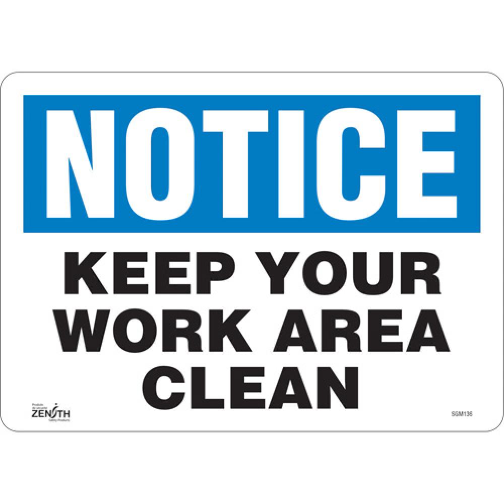 &#34;Keep Your Work Area Clean&#34; Sign<span class=' ItemWarning' style='display:block;'>Item is usually in stock, but we&#39;ll be in touch if there&#39;s a problem<br /></span>