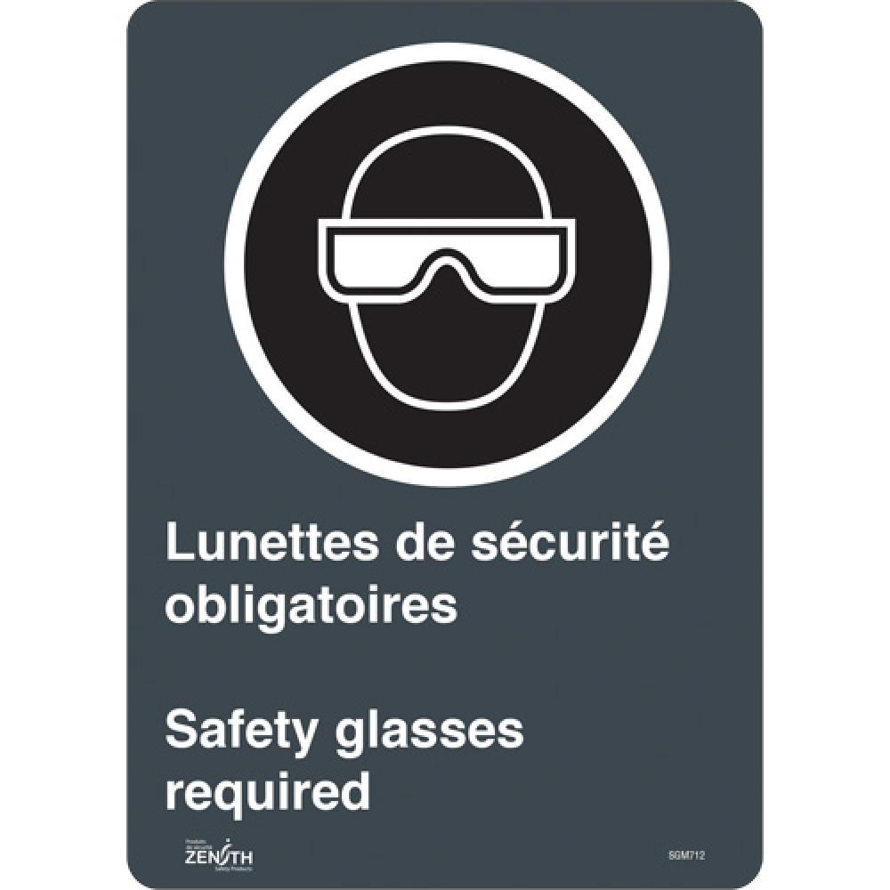 &#34;Safety Glasses Required/Lunettes de sécurité obligatoires&#34; Sign<span class=' ItemWarning' style='display:block;'>Item is usually in stock, but we&#39;ll be in touch if there&#39;s a problem<br /></span>