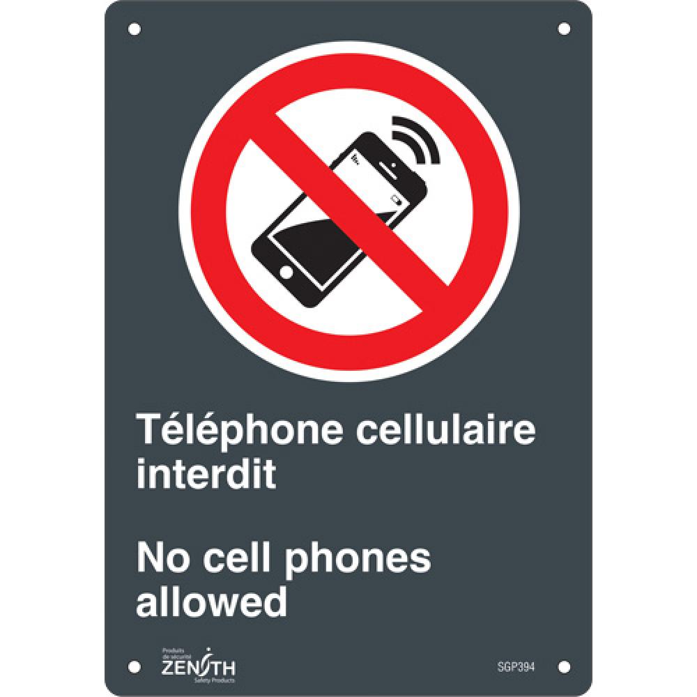 &#34;Téléphone cellulaire interdit /No Cell Phones&#34; Sign<span class=' ItemWarning' style='display:block;'>Item is usually in stock, but we&#39;ll be in touch if there&#39;s a problem<br /></span>