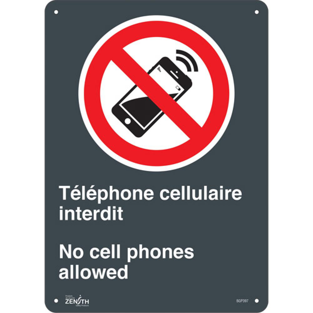 &#34;Téléphone cellulaire interdit /No Cell Phones&#34; Sign<span class=' ItemWarning' style='display:block;'>Item is usually in stock, but we&#39;ll be in touch if there&#39;s a problem<br /></span>