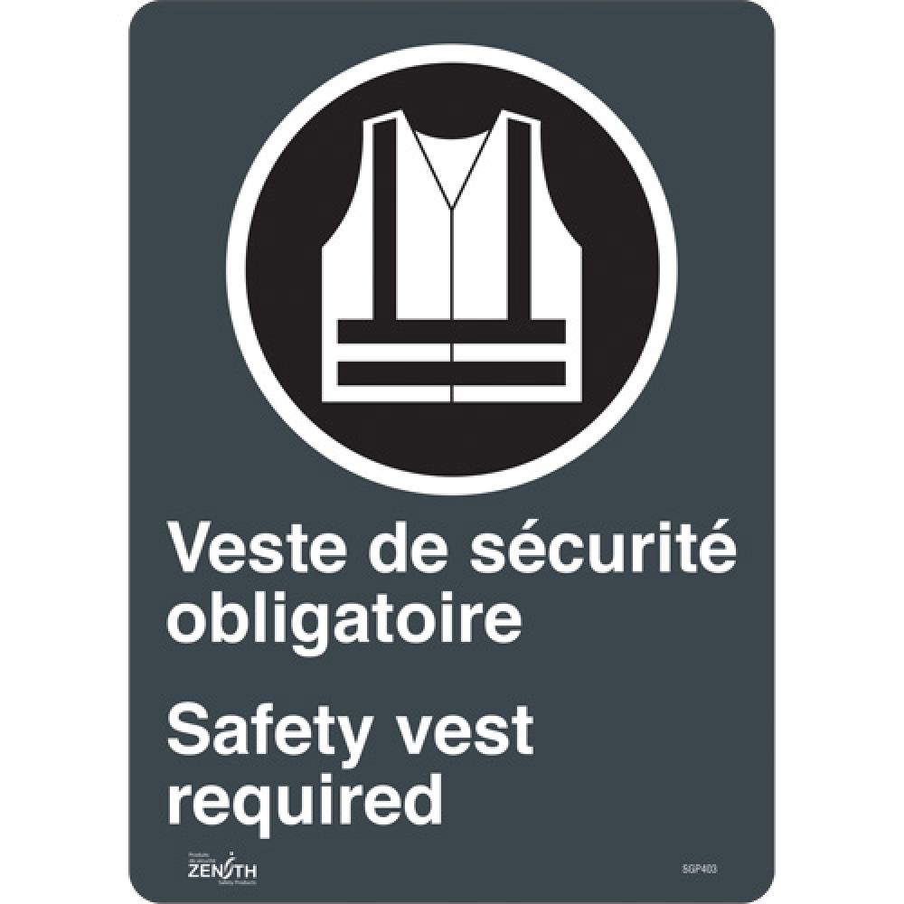 &#34;Port du dossard obligatoire/Safety Vest Required&#34; Sign<span class=' ItemWarning' style='display:block;'>Item is usually in stock, but we&#39;ll be in touch if there&#39;s a problem<br /></span>