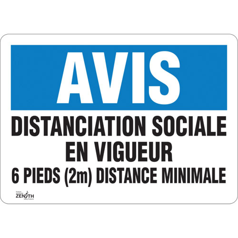 SIGN 10&#34;X14&#34; NOTICE MIN6FT DISTANCE, FR, ALUM<span class='Notice ItemWarning' style='display:block;'>Item has been discontinued<br /></span>