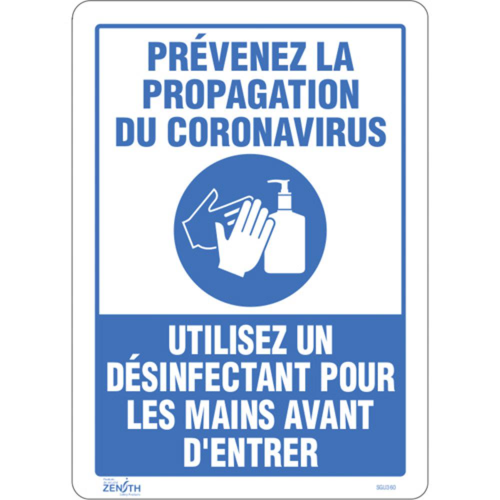 SIGN 14&#34;X10&#34; CORONAVIRUSHAND SANITIZER,FR,AD VL<span class='Notice ItemWarning' style='display:block;'>Item has been discontinued<br /></span>