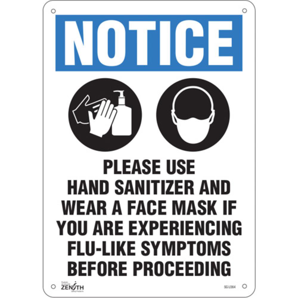 SIGN 14&#34;X10&#34; NOTICE HANDSANITIZER FACE MASK, PL<span class='Notice ItemWarning' style='display:block;'>Item has been discontinued<br /></span>