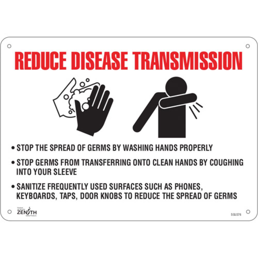 SIGN 10&#34;X14&#34; REDUCE DISEASE TRANSMISSION, PL<span class='Notice ItemWarning' style='display:block;'>Item has been discontinued<br /></span>