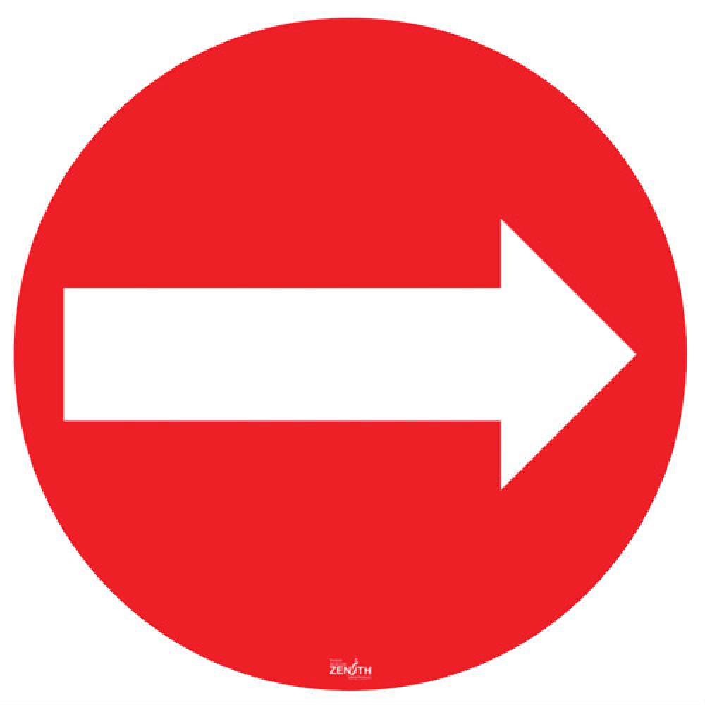 SIGN 9&#34; ROUND, ARROW, WHITE/RED, ADH VL<span class='Notice ItemWarning' style='display:block;'>Item has been discontinued<br /></span>