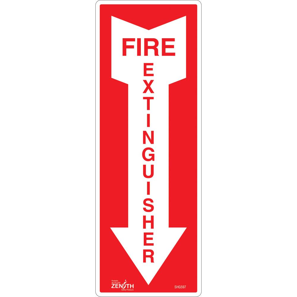 SIGN 14&#34;X5&#34; EXTINGUISHERW/ ARROW, VL<span class=' ItemWarning' style='display:block;'>Item is usually in stock, but we&#39;ll be in touch if there&#39;s a problem<br /></span>