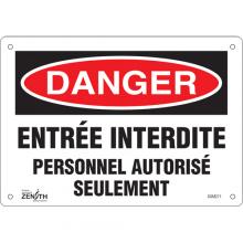 Zenith Safety Products SGM271 - "Personnel Autorisé Seulement" Sign