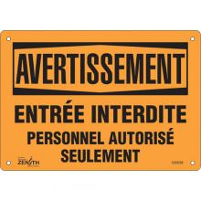 Zenith Safety Products SGM288 - "Personnel Autorisé Seulement" Sign