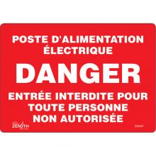 Zenith Safety Products SGM407 - "Poste D'Alimentation Électrique" Sign