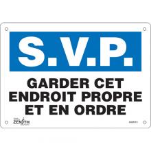 Zenith Safety Products SGM519 - "Garder cet Endroit Propre" Sign