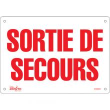 Zenith Safety Products SGM608 - "Sortie De Secours" Sign