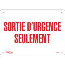 Zenith Safety Products SGM626 - "Sortie D'Urgence" Sign