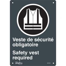 Zenith Safety Products SGP401 - "Port du dossard obligatoire/Safety Vest Required" Sign