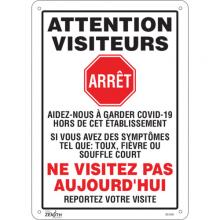 Zenith Safety Products SGU356 - SIGN 14"X10" STOP DO NOTVISIT COVID19, FR, ALUM