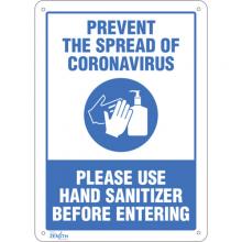 Zenith Safety Products SGU358 - SIGN 14"X10" CORONAVIRUSHAND SANITIZER, PL