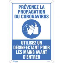 Zenith Safety Products SGU362 - SIGN 14"X10" CORONAVIRUSHAND SANITIZER, FR, AL