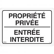 Zenith Safety Products SHG605 - SIGN 14"X20"  PROPRIETEPRIVEE ENTREE INTER,AL