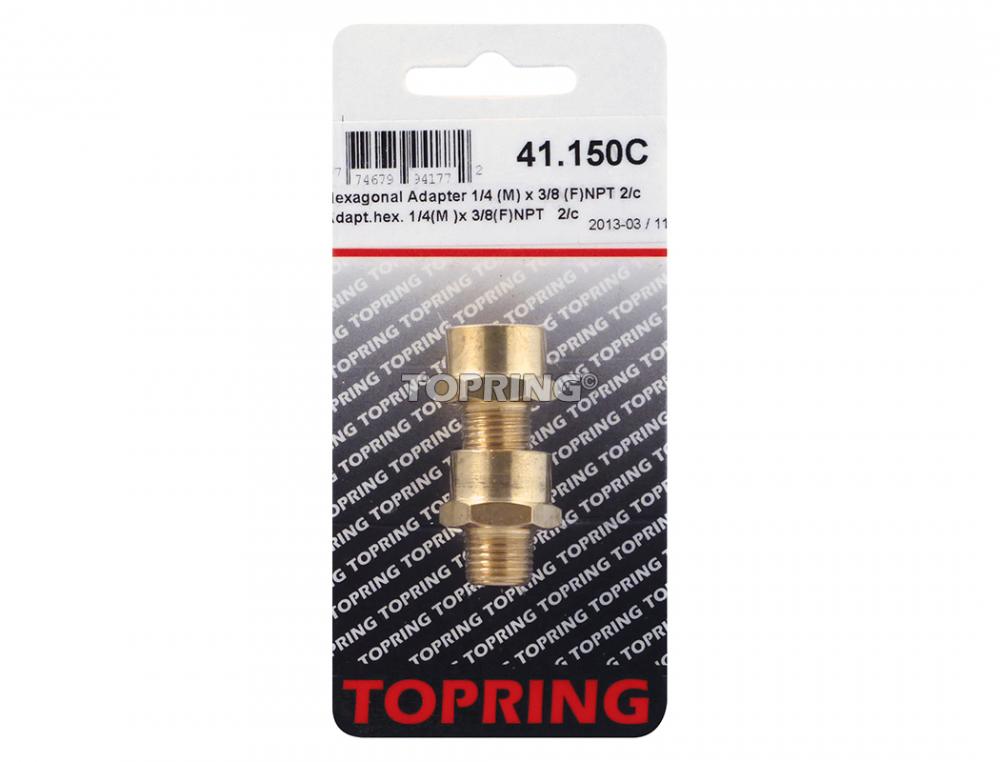 Brass Hexagonal Adapter 1/4 (M) to 3/8 (F) NPT (2-Pack)<span class=' ItemWarning' style='display:block;'>Item is usually in stock, but we&#39;ll be in touch if there&#39;s a problem<br /></span>