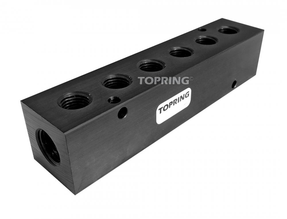 6 Port Aluminum Manifold 3/8 (F) NPT With 1/4 (F) NPT Outlet<span class=' ItemWarning' style='display:block;'>Item is usually in stock, but we&#39;ll be in touch if there&#39;s a problem<br /></span>